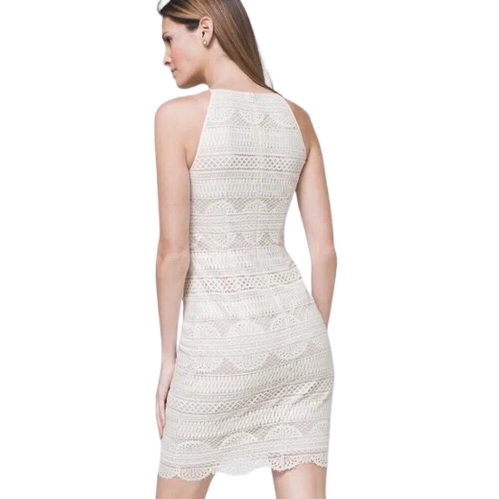 White House Black Market Off White/ cream Lace Shift Halter Dress Size 4 - Picture 3 of 5